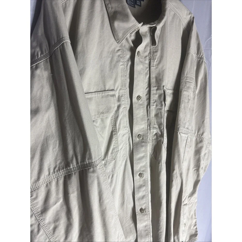5.11 Tactical Series Mens Khaki Conceal Shirt Vented Button Up 72157 Sz 2XL - Picture 3 of 8